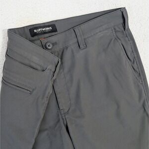 Bluffworks Pants Mens 36x32 Gray Chino Ascender Regular Fit Performance Zip Pock